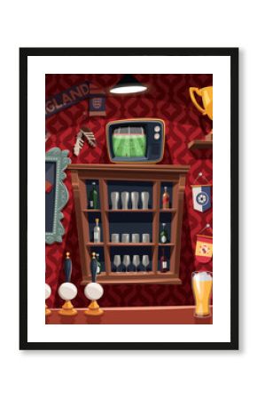 Watching the football game on TV in old pub