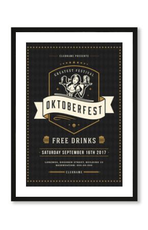 Oktoberfest beer festival celebration retro typography poster or flyer