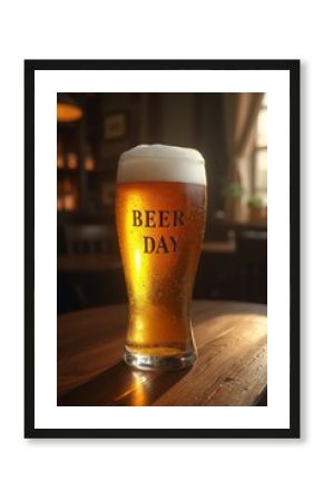 Enjoying a refreshing beer during Beer Day celebration at a cozy pub