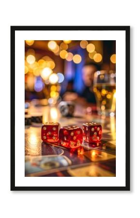 Dice game in a dimly lit bar