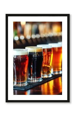 Bar beer tasting flight  pub background