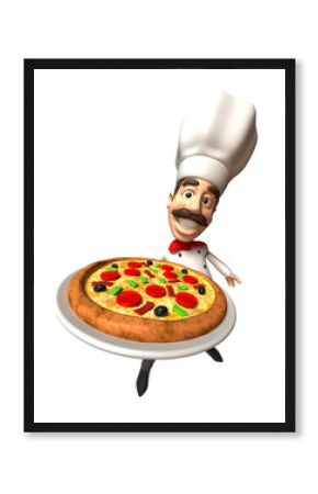 Pizzaiolo avec une pizza
