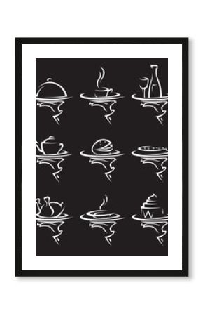 set of nine restaurants icons