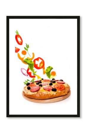 Pizza over white