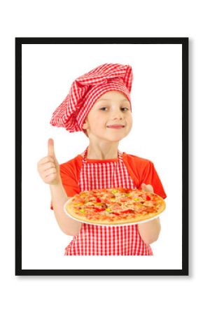 Young girl preparing homemade pizza