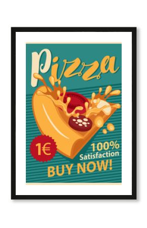 Vector Retro Menu with slice of pizza