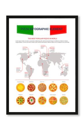 Pizza popular world map infographics vector