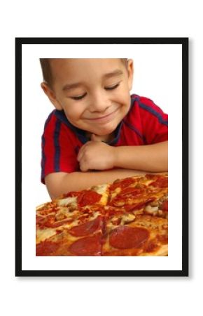 Cute Boy and Pizza