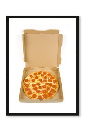 whole pepperoni pizza in a box