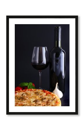 traditional pizza and red wine