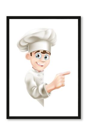 Cartoon Chef Pointing at Sign