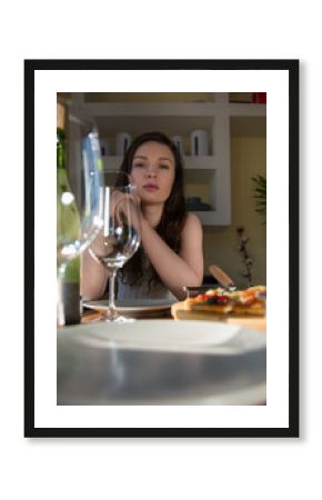 Romantic couple dating at home