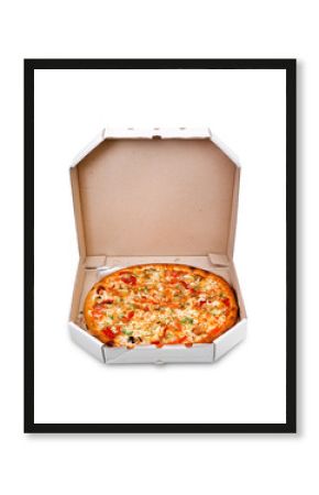 Pizza in box isolated