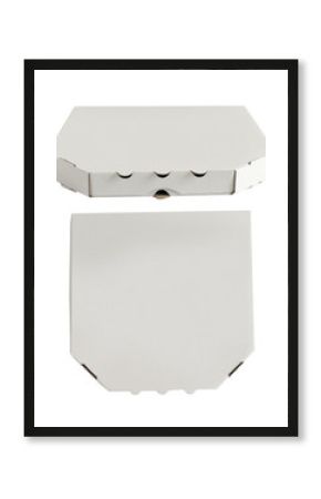 Set of blank pizza boxes on white background. Mockup for design