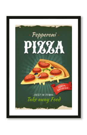 Retro Fast Food Pepperoni Pizza Poster