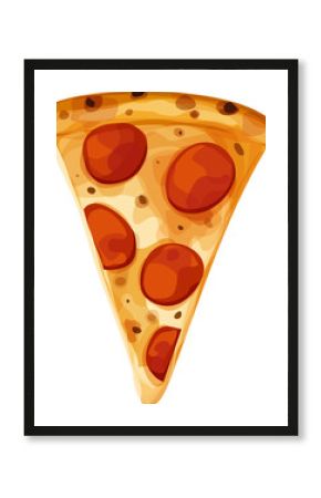 Single slice of pepperoni pizza. Vertical orientation. Isolated vector illustration.