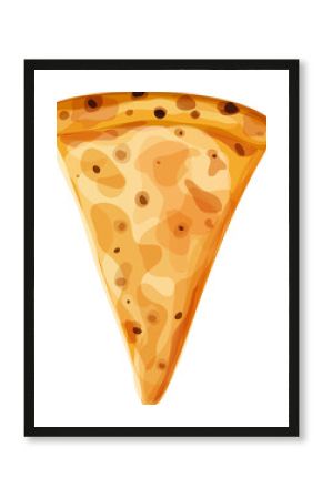 Single slice of cheese pizza, vertically oriented. Isolated vector illustration.