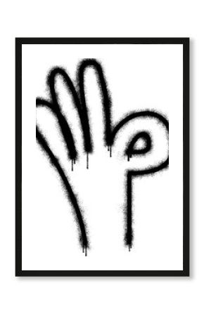 Graffiti hand ok sign with black spray paint