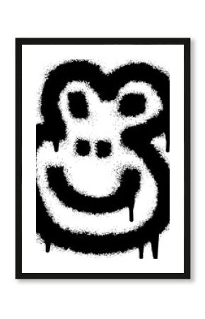  Monkey face emoticon with black spray paint 