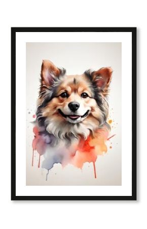 Vibrant Abstract Watercolor Dog Portrait with Blurred Face
