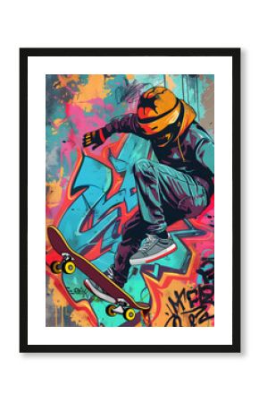 Skateboarding-Illustration: Dynamische Action in urbaner Umgebung