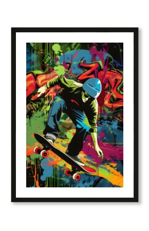 Skateboarding-Illustration: Dynamische Action in urbaner Umgebung