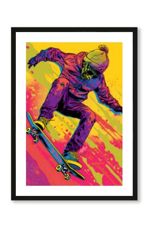 Skateboarding-Illustration: Dynamische Action in urbaner Umgebung