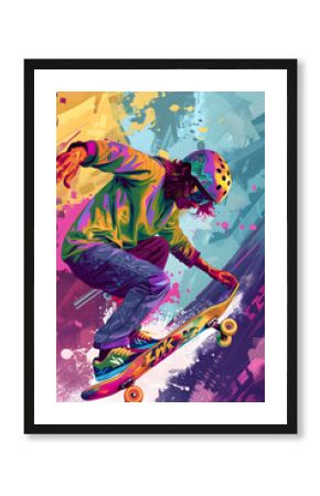 Skateboarding-Illustration: Dynamische Action in urbaner Umgebung