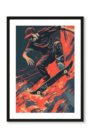 Skateboarding-Illustration: Dynamische Action in urbaner Umgebung