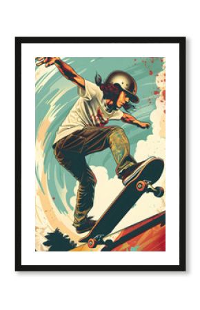 Skateboarding-Illustration: Dynamische Action in urbaner Umgebung
