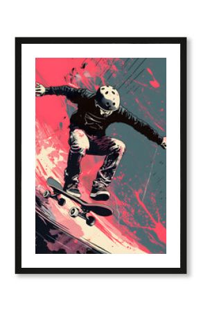 Skateboarding-Illustration: Dynamische Action in urbaner Umgebung