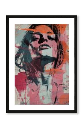 Colorful abstract artwork with a mix of bold brushstrokes and street-art influences, where a face is intentionally obscured for privacy