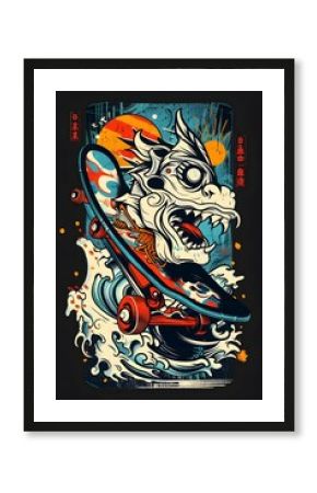 Vibrant Skateboard Deck with Bold Streetwear Graphics and Street Art Inspired Designs