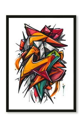 Abstract Graffiti Art with Vivid Colors and Dynamic Shapes Contemporary Urban Artwork in Bold Colors and Fluid Lines Expressionist Street Art with Red, Yellow, and Blue Splatters