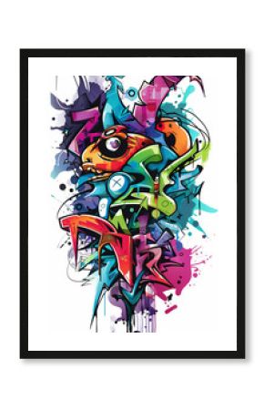 Abstract Graffiti Art with Vivid Colors and Dynamic Shapes Contemporary Urban Artwork in Bold Colors and Fluid Lines Expressionist Street Art with Red, Yellow, and Blue Splatters
