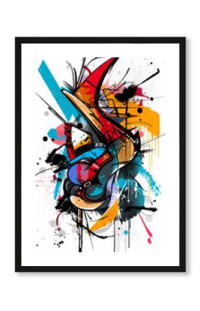 Abstract Graffiti Art with Vivid Colors and Dynamic Shapes Contemporary Urban Artwork in Bold Colors and Fluid Lines Expressionist Street Art with Red, Yellow, and Blue Splatters