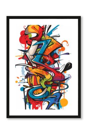 Abstract Graffiti Art with Vivid Colors and Dynamic Shapes Contemporary Urban Artwork in Bold Colors and Fluid Lines Expressionist Street Art with Red, Yellow, and Blue Splatters