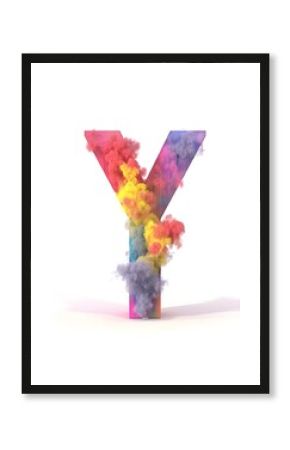 Vibrant Multicolored Mist Forming the Letter Y in a Surreal, Digital Composition