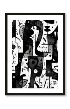 Captivating Monochrome Graffiti Art Showcasing Intricate Patterns and Expressive Marker Strokes