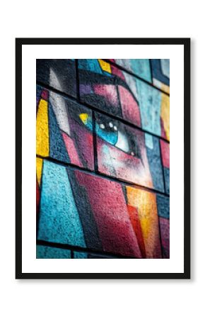 Creative colored graffiti on the wall of an apartment building. Street art, artist casual