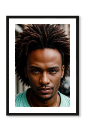 Soulful street performer's face captured in moment of musical passion, embodying urban culture and artistry.