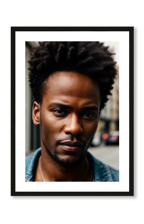 Soulful street performer's face captured in moment of musical passion, embodying urban culture and artistry.