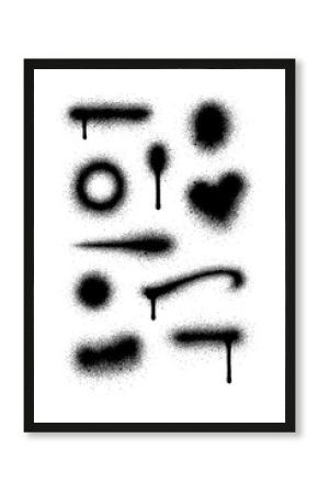 Black Spray Paint Drip and Splatter Elements, Graffiti Style Stencil Effect, Grunge Street Art Spray Spots and Drops Collection, Isolated Hand Painted Texture Illustration, Transparent Background