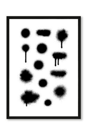 Black Spray Paint Drip and Splatter Elements, Graffiti Style Stencil Effect, Grunge Street Art Spray Spots and Drops Collection, Isolated Hand Painted Texture Illustration, Transparent Background
