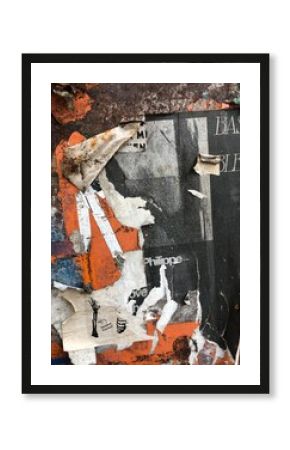 Colorful peeling posters distressed paper texture graffiti detail urban decay wallpaper background