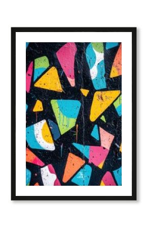 A black background with abstract colorful graffiti-style designs, evoking a fun and creative street-art aesthetic.