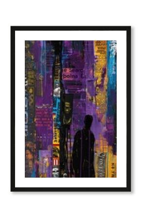 Abstract Urban Graffiti Mixed Media Street Art with Bold Colors and Layered Text for Mobile Wallpaper