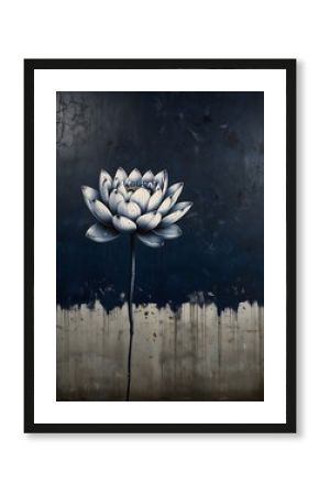 Lotus in the Indigo: A Graffiti Bloom of Tranquility