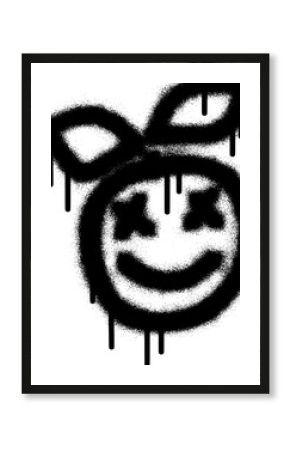 Graffiti emoticon apple with black spray paint