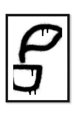 Plant pot icon with black spray paint. 